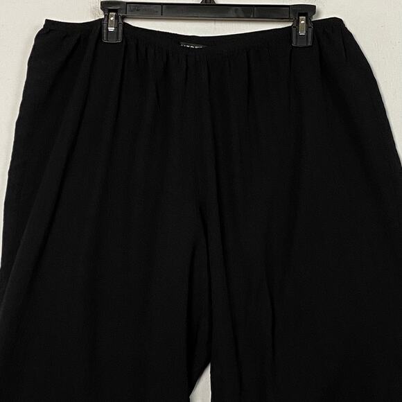 Citron Santa Monica Black 100% Silk Textured Lagenlook Pants Size 1X - Picture 2 of 7